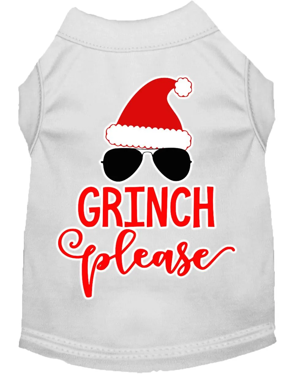 Grinch Please Screen Print Dog Shirt White Lg (14)