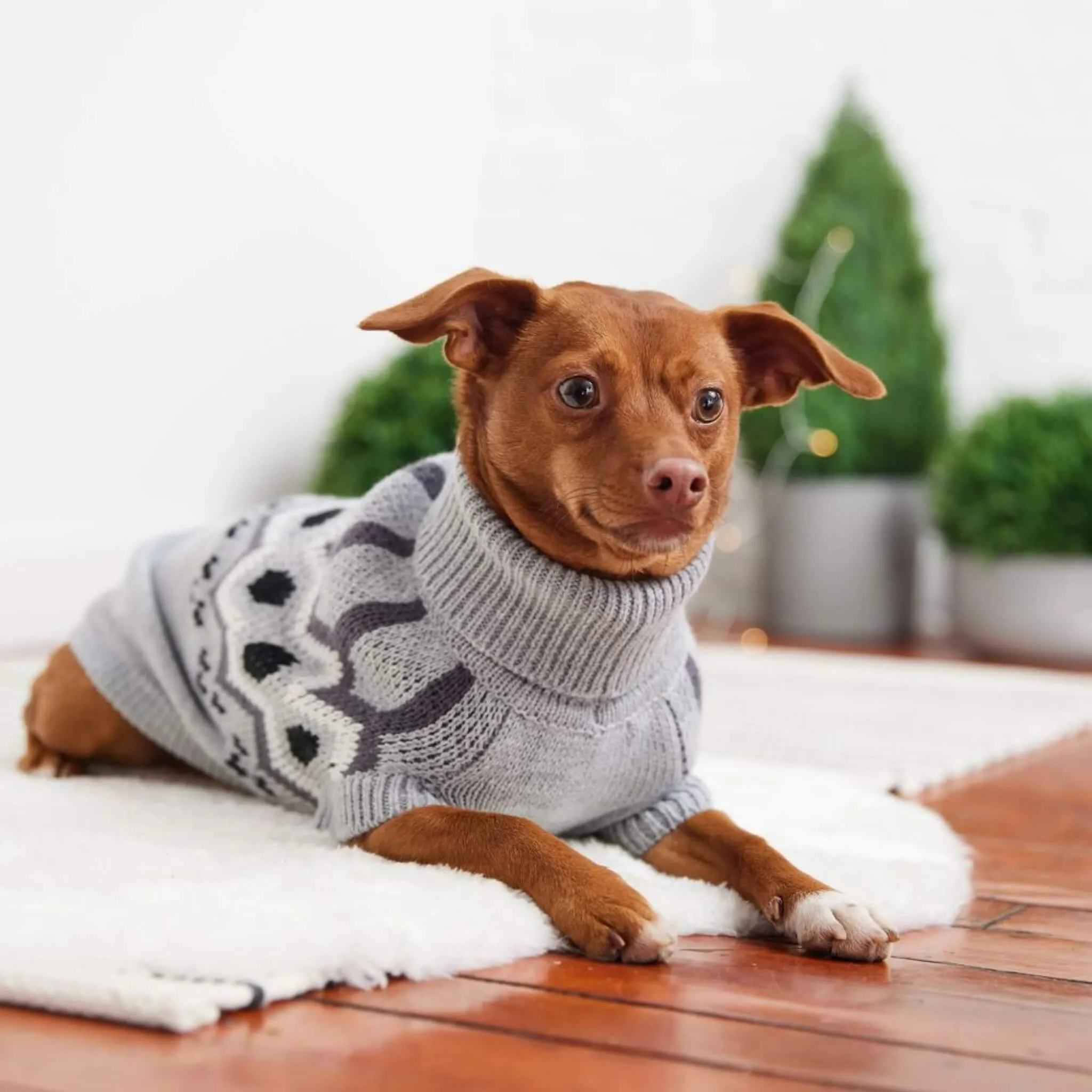 Heritage Turtleneck Dog Sweater - Grey Mix