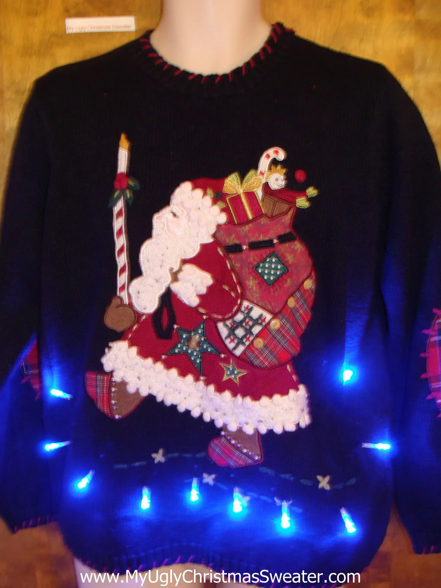 High Kicking Fancy Santa Ugly Christmas Sweater with Lights