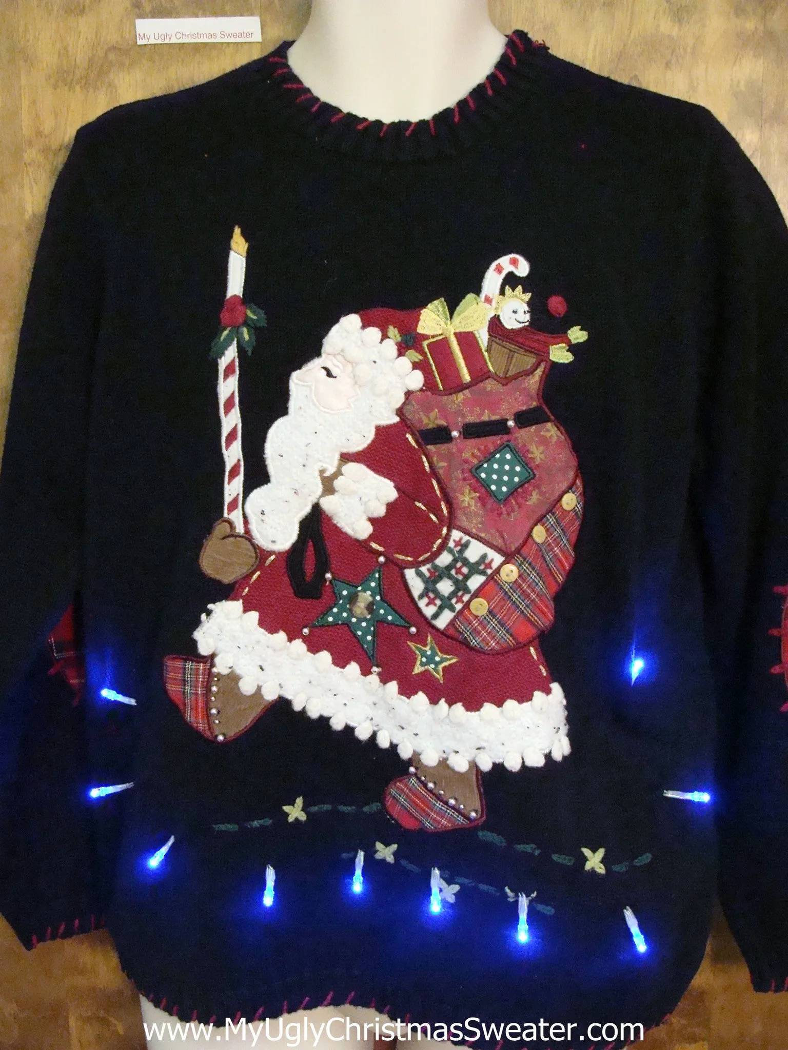 High Kicking Fancy Santa Ugly Christmas Sweater with Lights