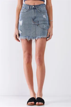 High-waist Asymmetrical Trim Mini Skirt