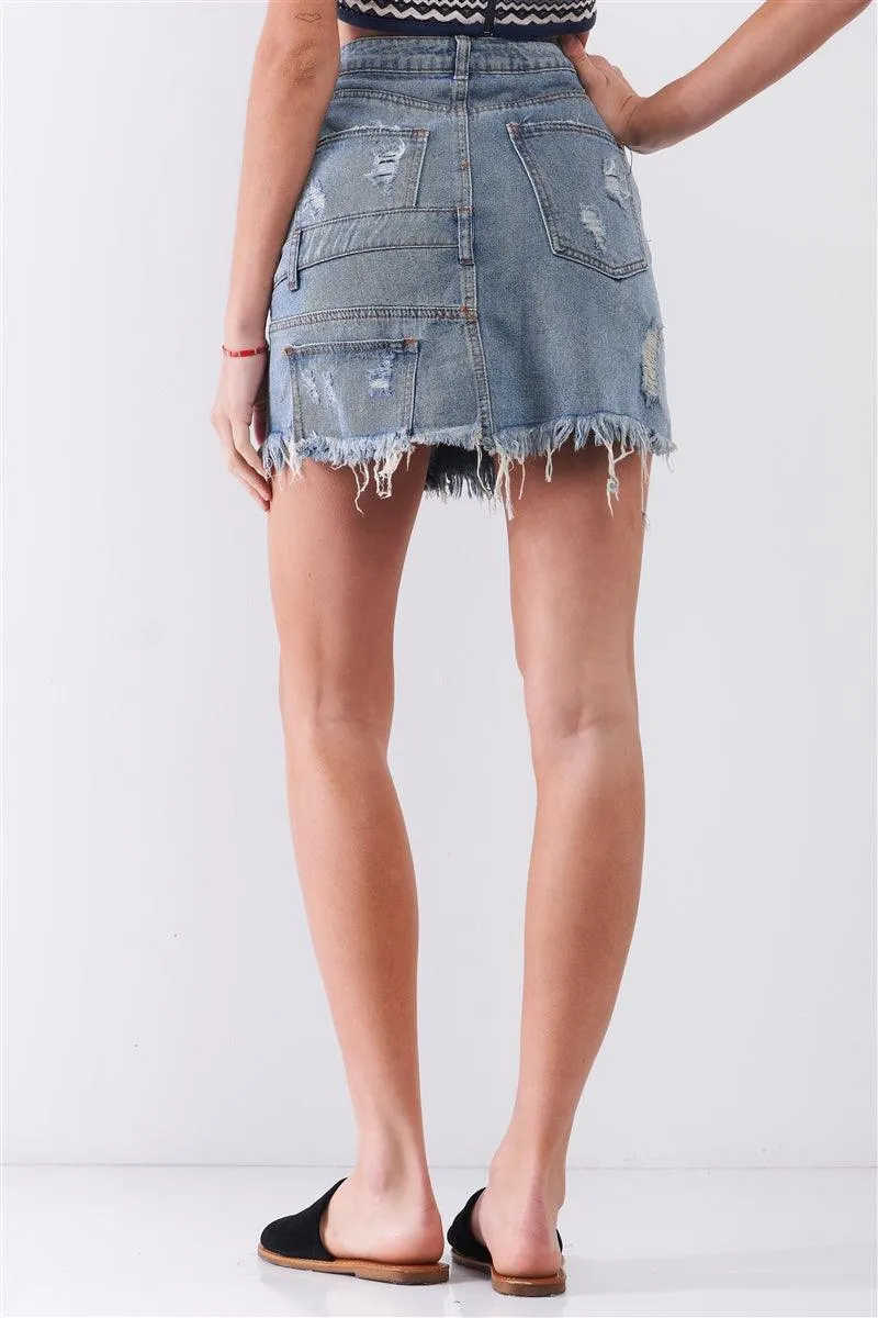 High-waist Asymmetrical Trim Mini Skirt