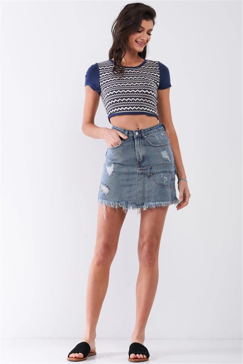 High-waist Asymmetrical Trim Mini Skirt