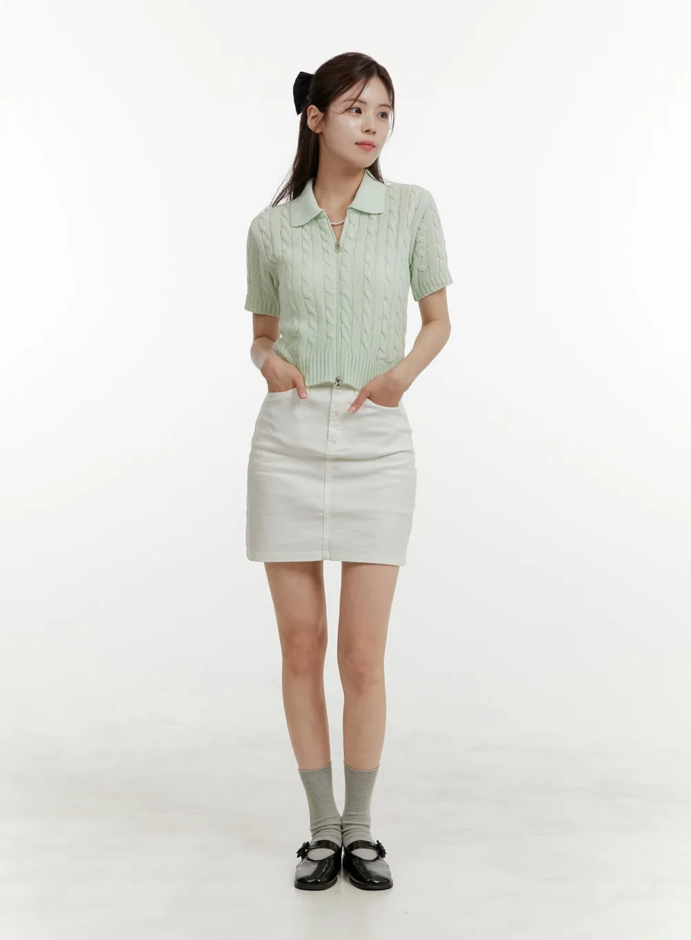 High Waist Cotton Mini Skirt OY409