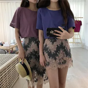 High Waist Lace Flower Skirt