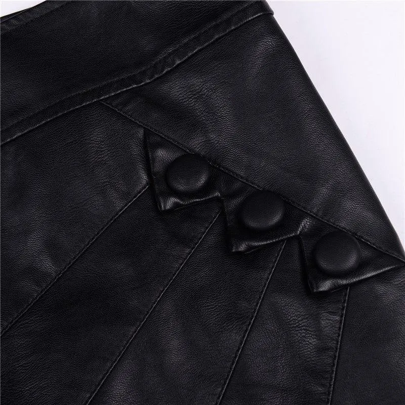 High Waist PU Leather Skirt