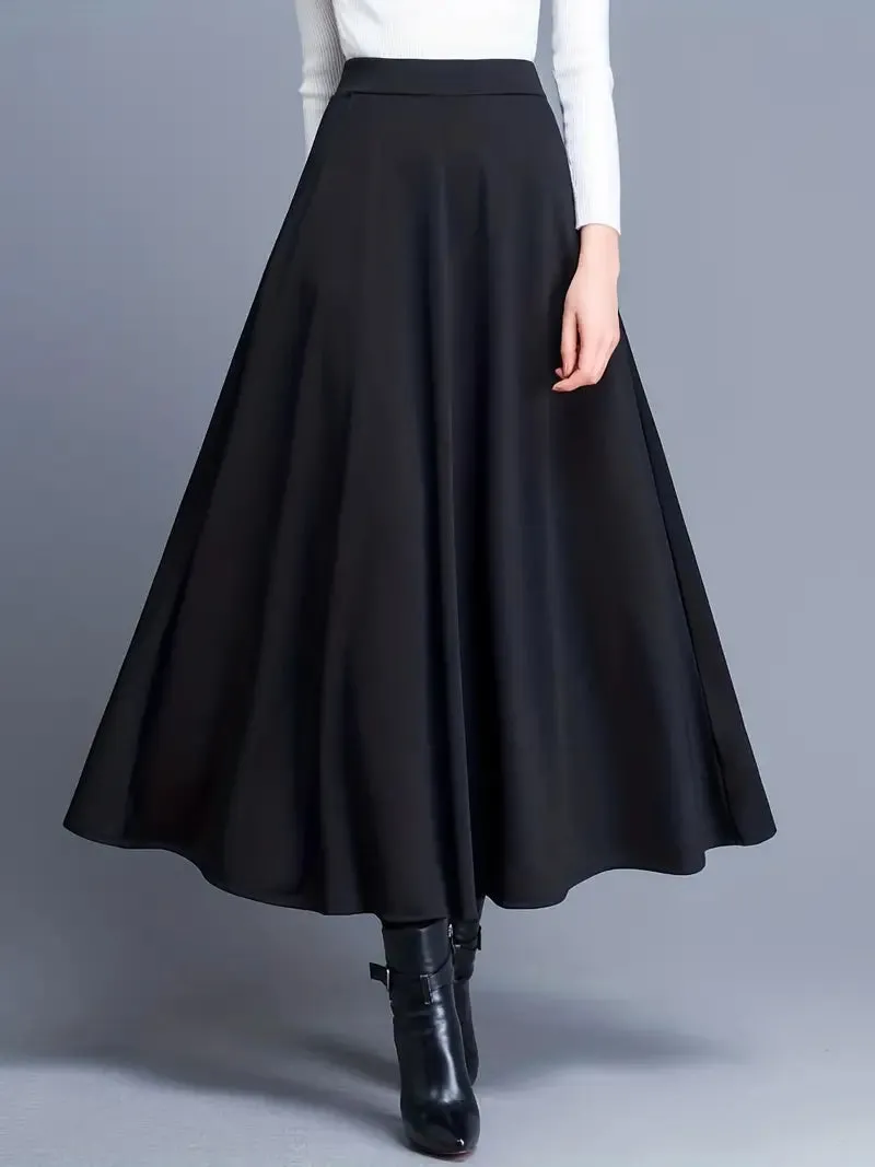 High Waist Swing Draped Maxi Skirt