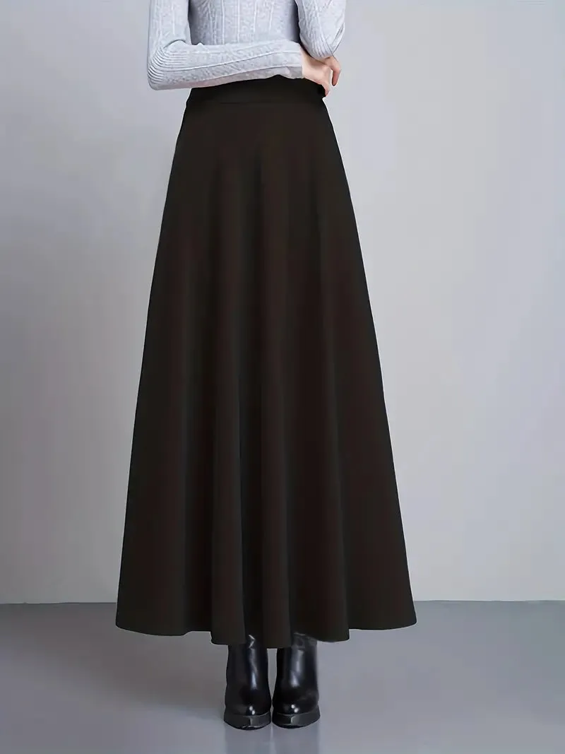 High Waist Swing Draped Maxi Skirt