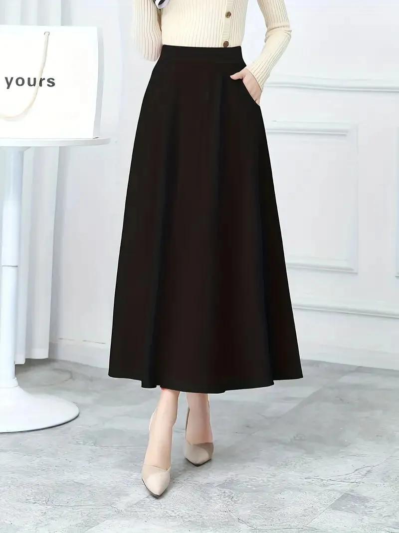 High Waist Swing Draped Maxi Skirt