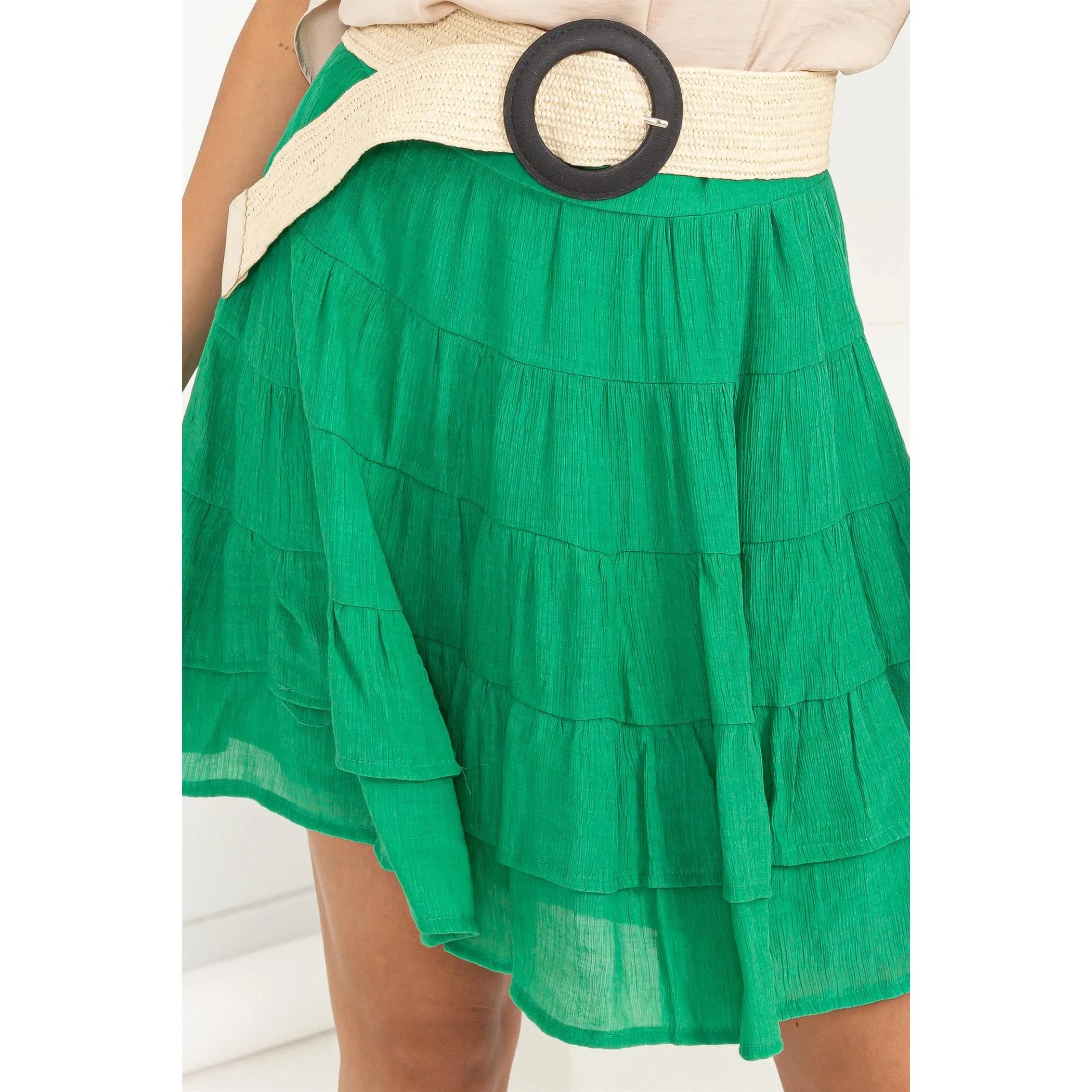 High-Waist Tiered Mini Skirt