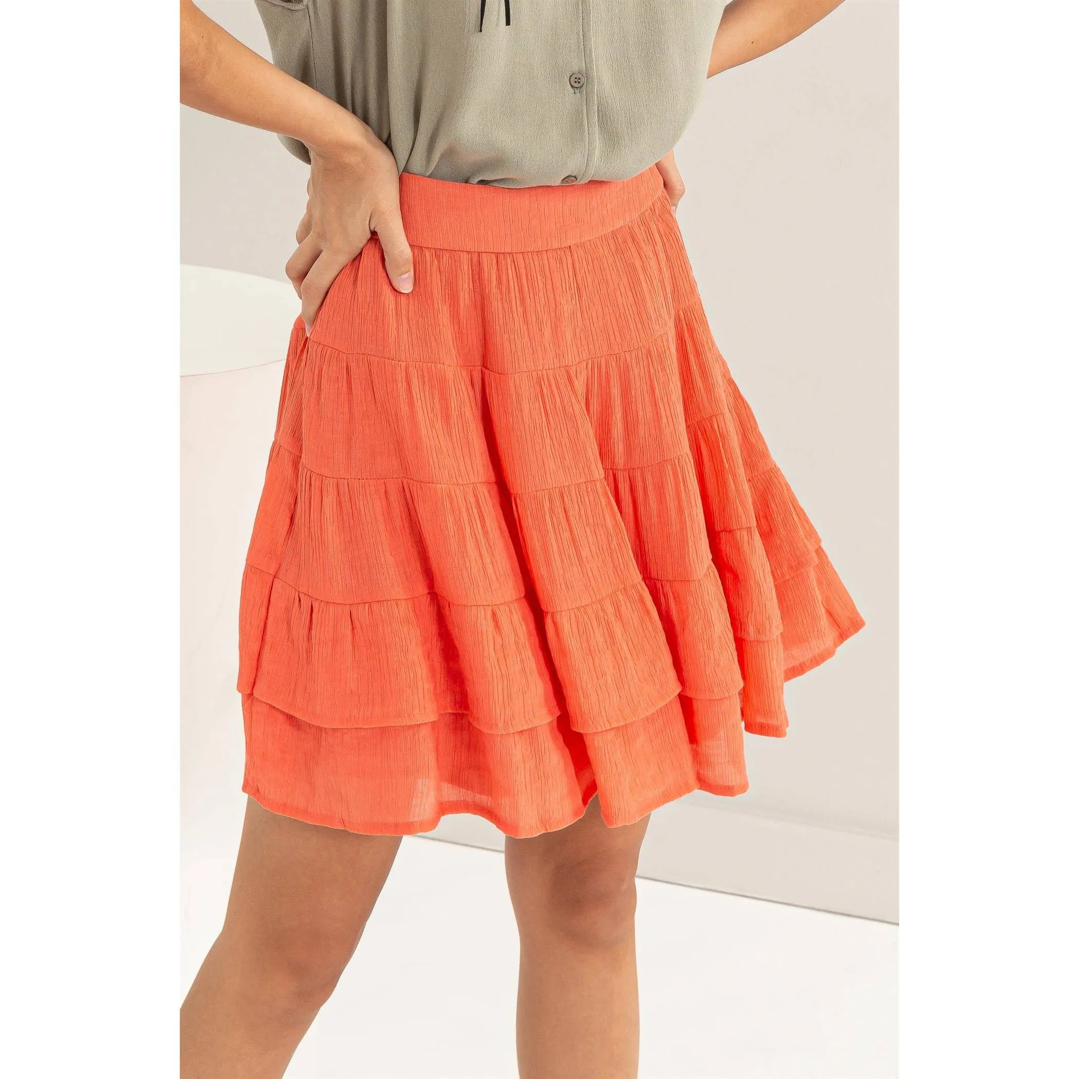 High-Waist Tiered Mini Skirt