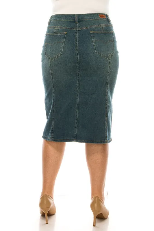 Jennifer Vintage Wash Stretch Jean Skirt