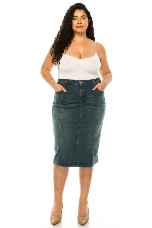 Jennifer Vintage Wash Stretch Jean Skirt