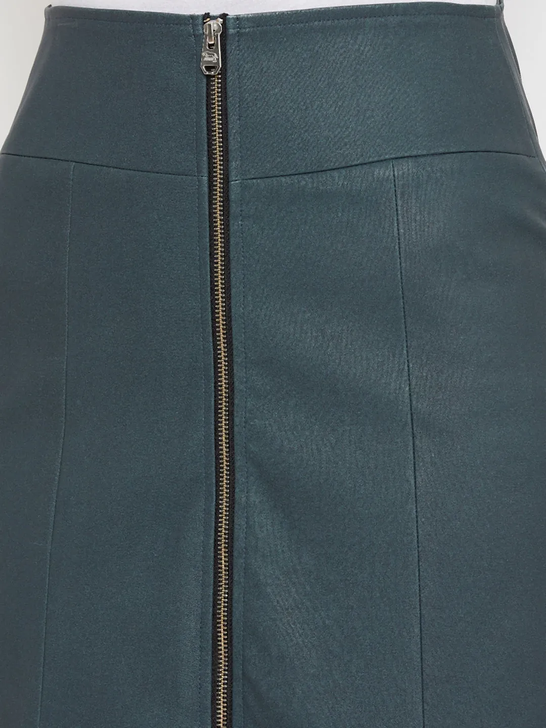 JUMP USA Women Olive Solid Mini Pencil Skirt