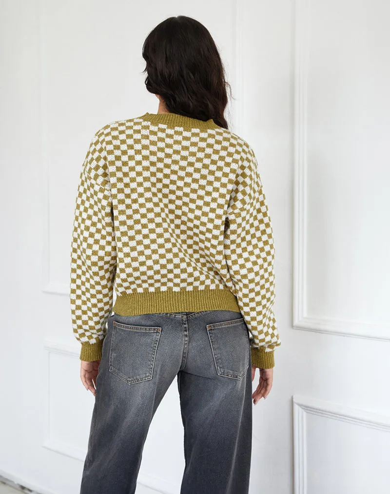 Karu Jumper in Check Green