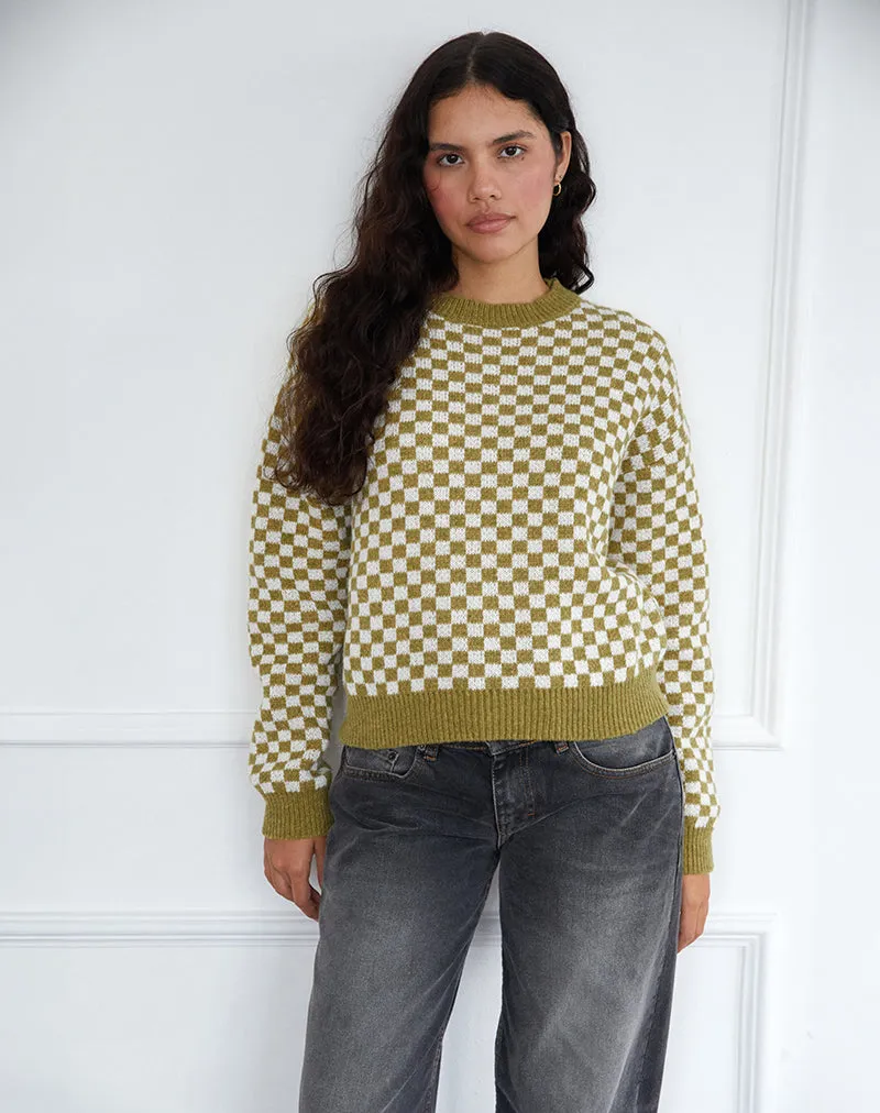 Karu Jumper in Check Green