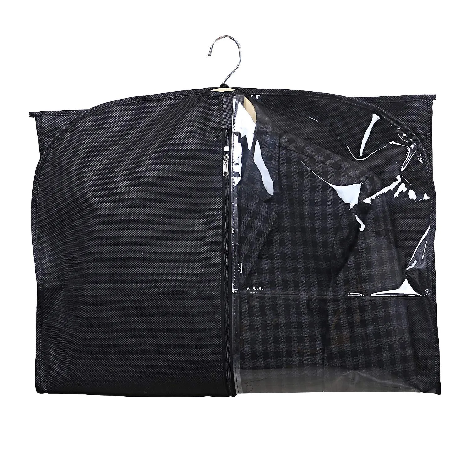 Kuber Industries 8 Pieces Half Transparent Non Woven Men's Coat Blazer Suit Cover (Black) -CTKTC41362