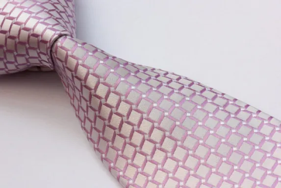 Light Blush Pink Geometric Silk Tie