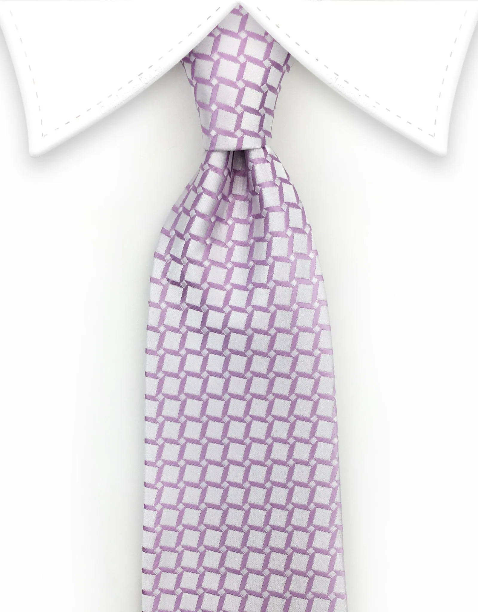 Light Blush Pink Geometric Silk Tie