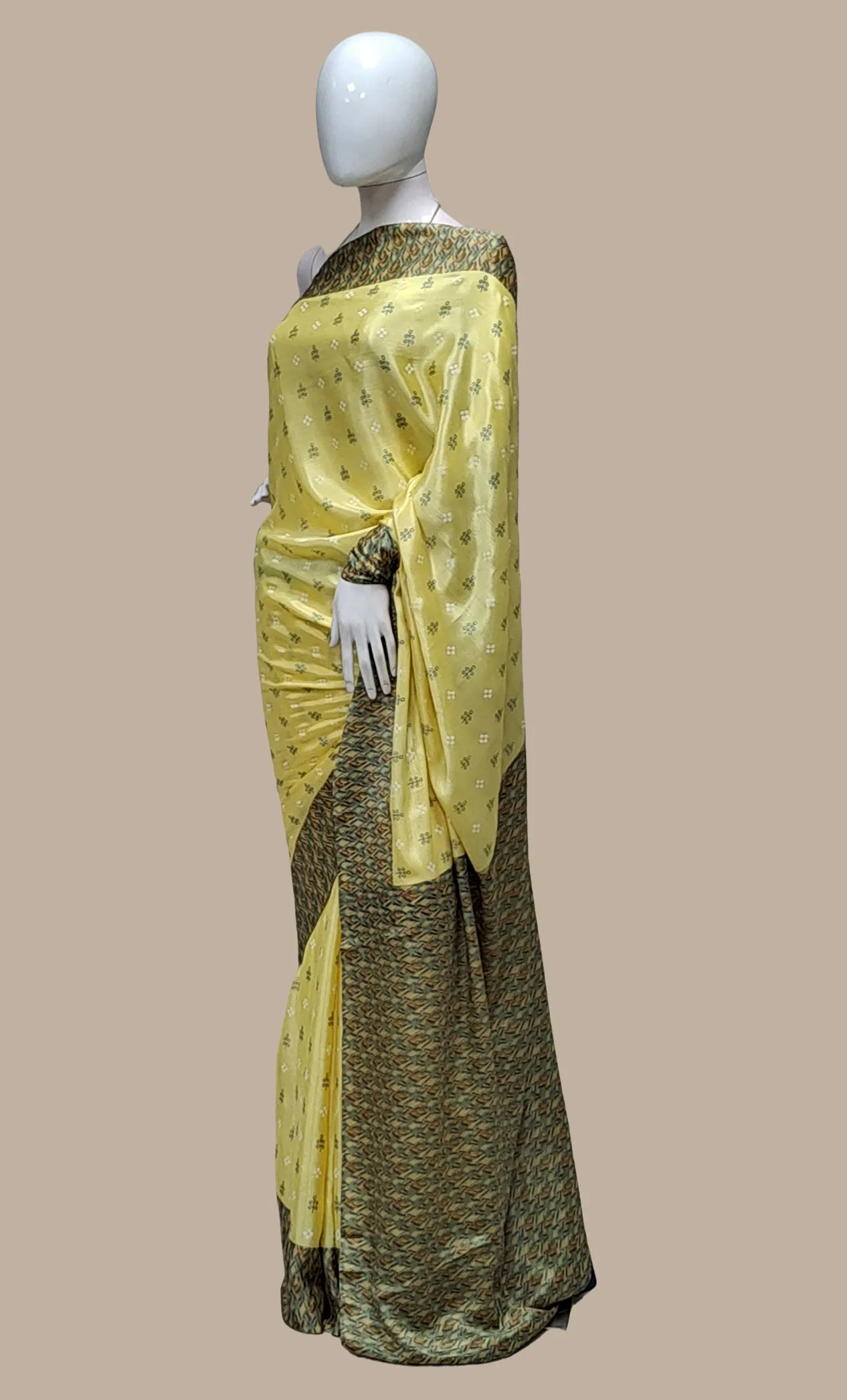 Light Lemon Printed Sari