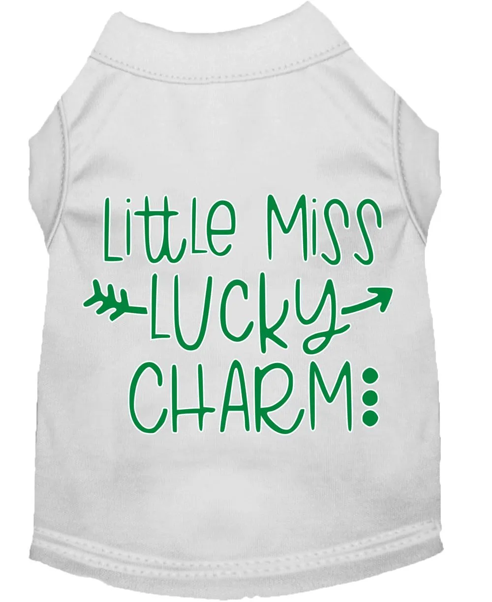 Little Miss Lucky Charm Screen Print Dog Shirt White Xxxl (20)