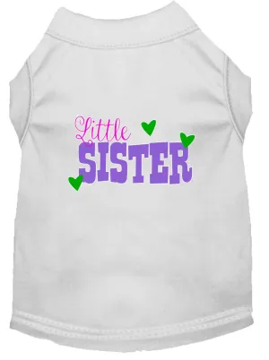 Little Sister Screen Print Dog Shirt White Xl