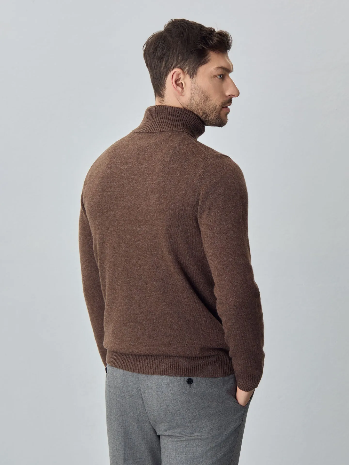 Machine Washable Turtleneck Sweater With Long Sleeves In Lambswool Blend