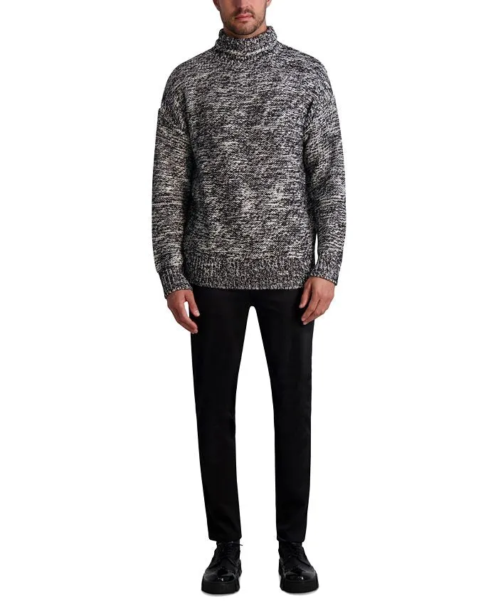 Men's oversized turtleneck with marble pattern KARL LAGERFELD PARIS, black