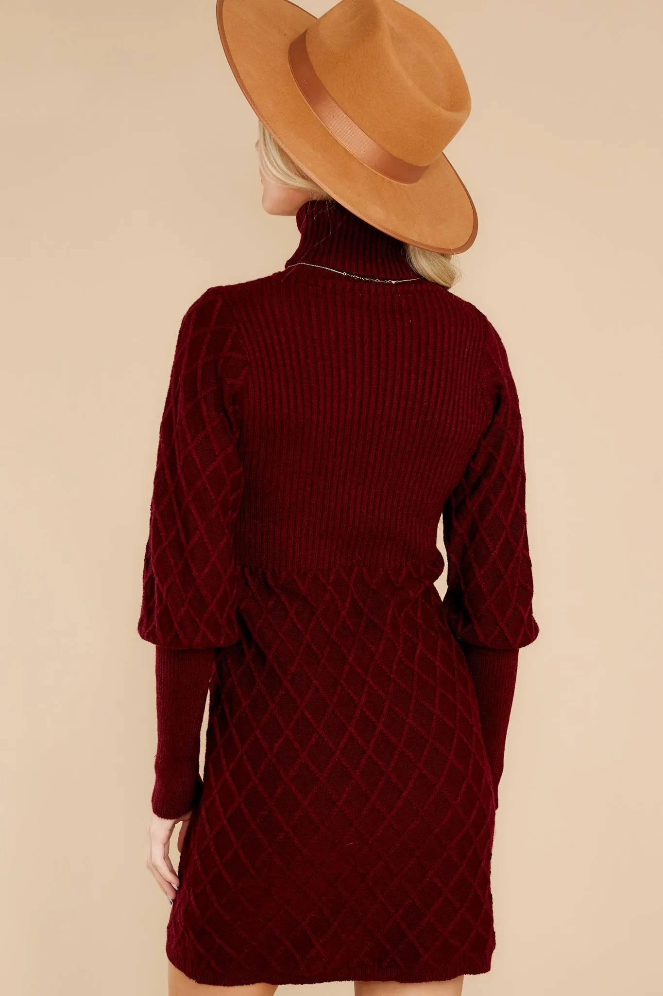 Midday Outings Burgundy Sweater Dress