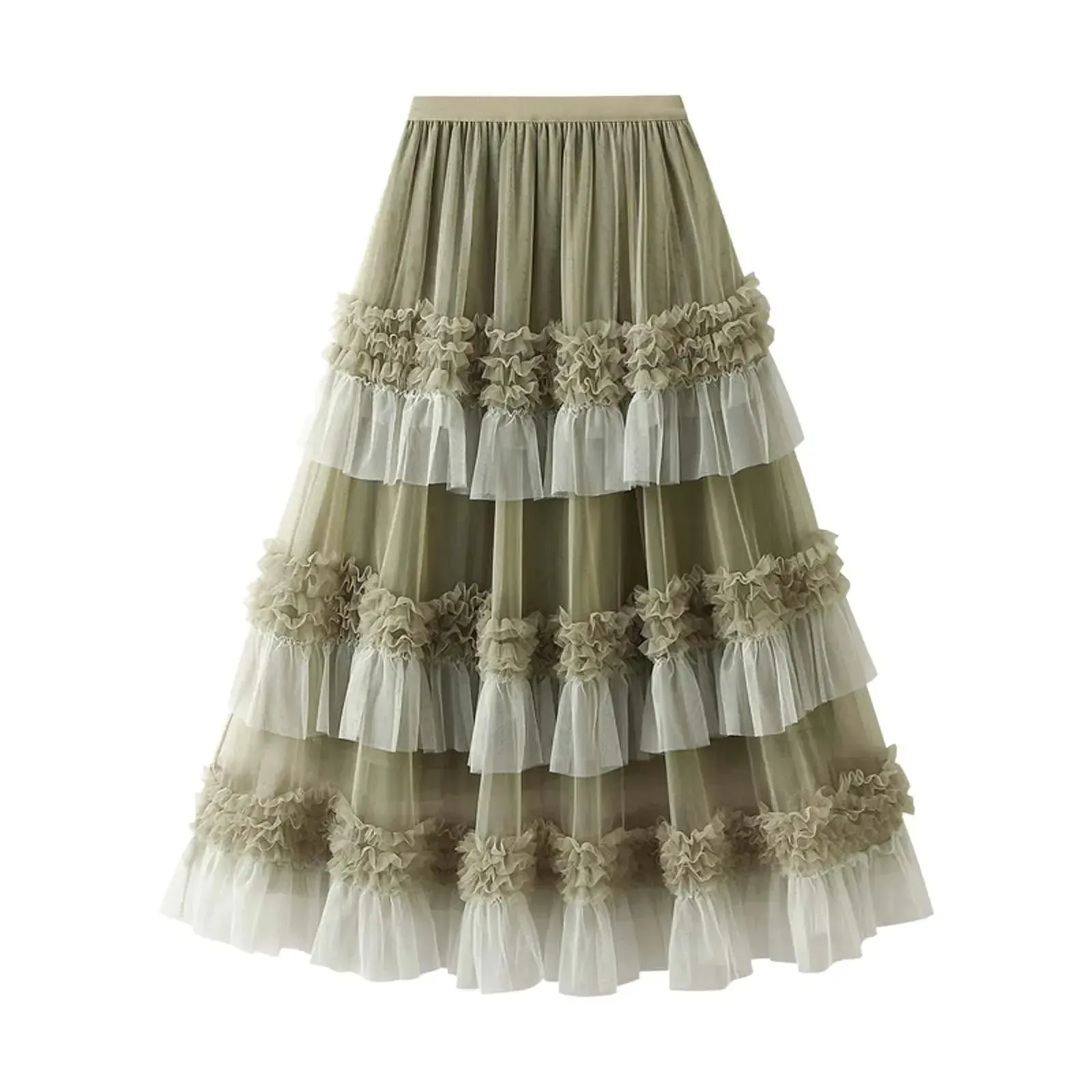 New Elastic High Waist Mesh Cake Skirt