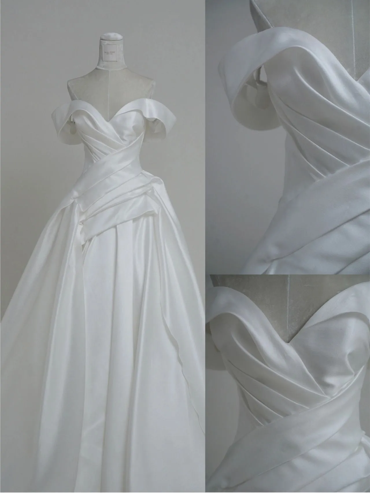 Off Shoulders Draping Silk Ball Gown Wedding Dress