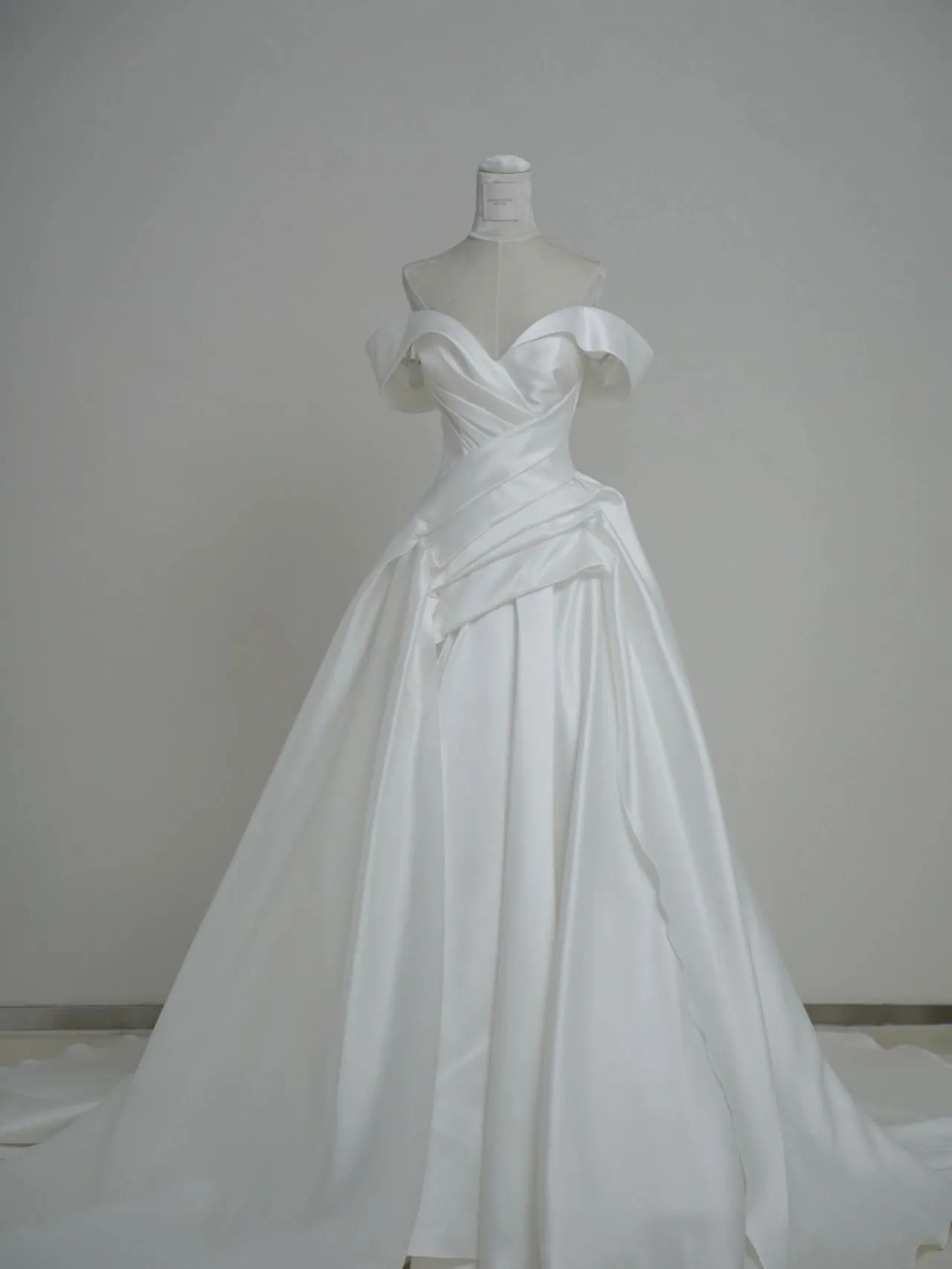 Off Shoulders Draping Silk Ball Gown Wedding Dress