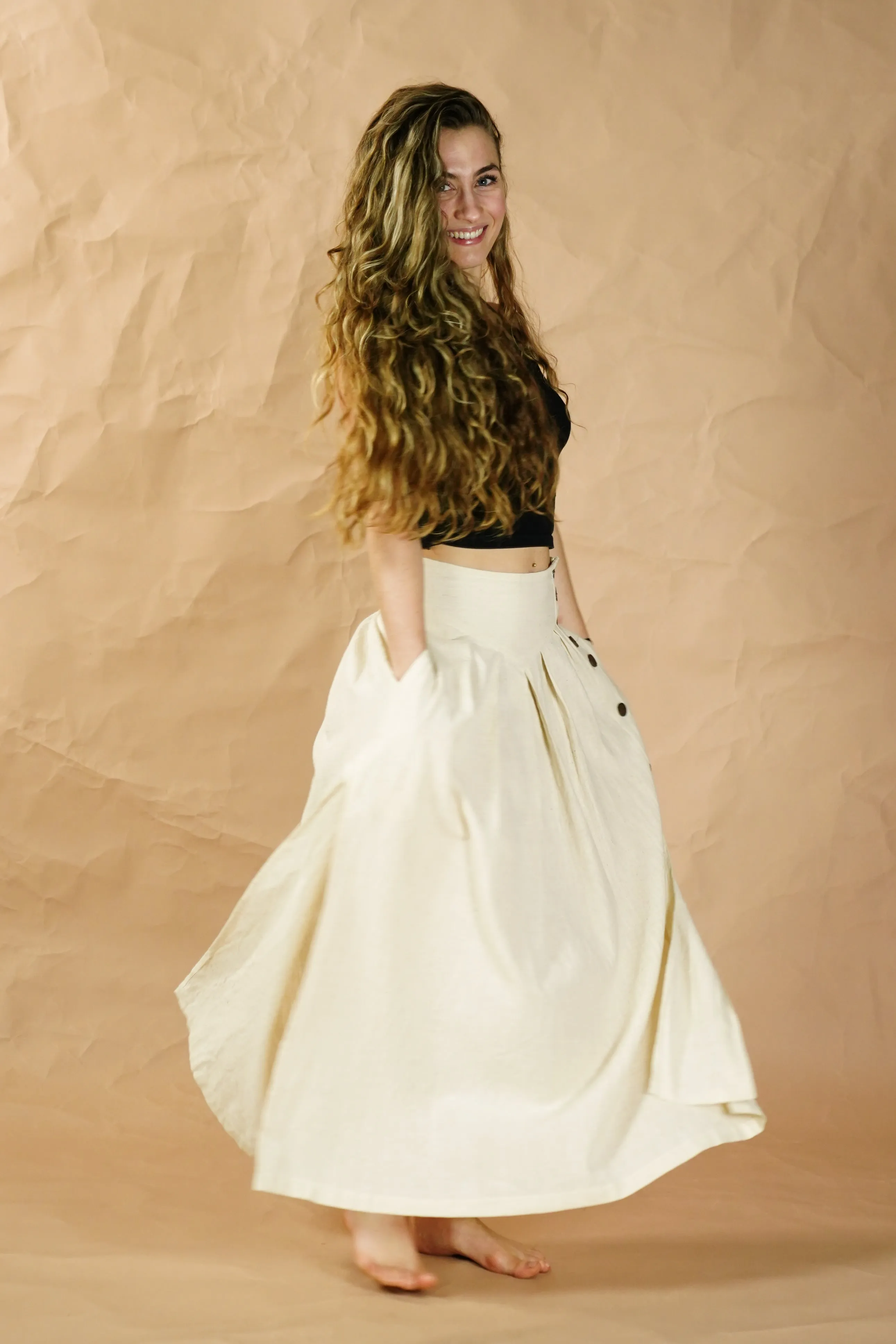 Organic High-Waist Khadi Skirt 'Pagala'