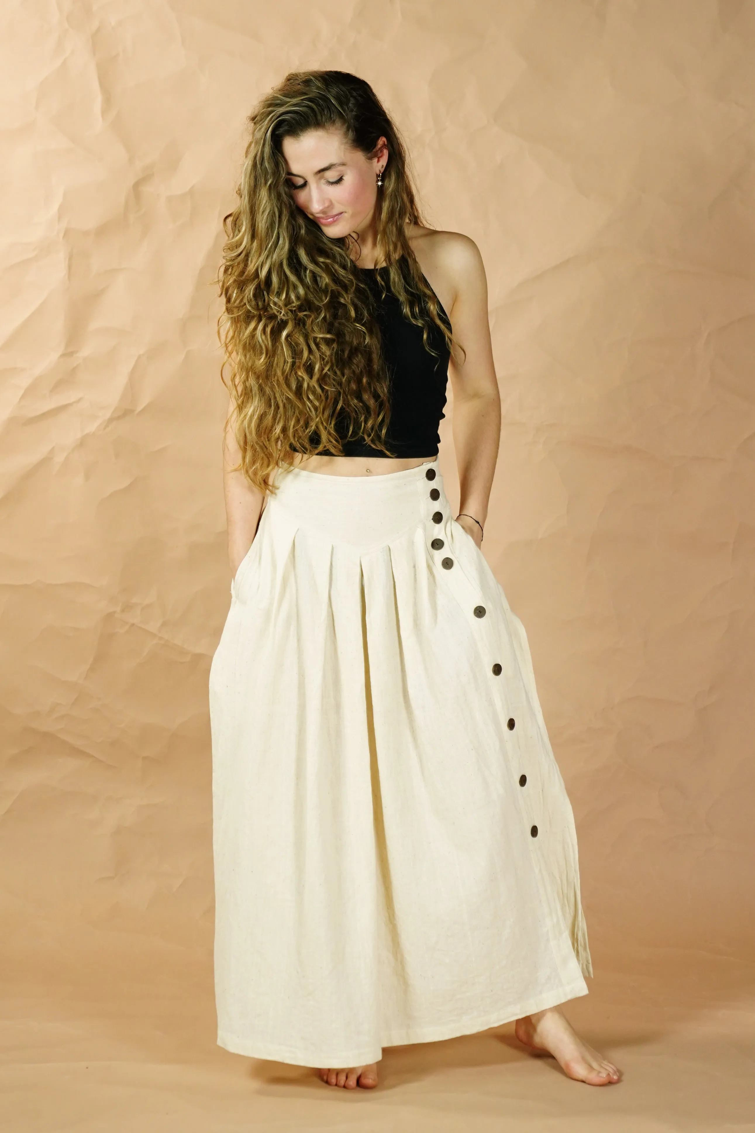 Organic High-Waist Khadi Skirt 'Pagala'