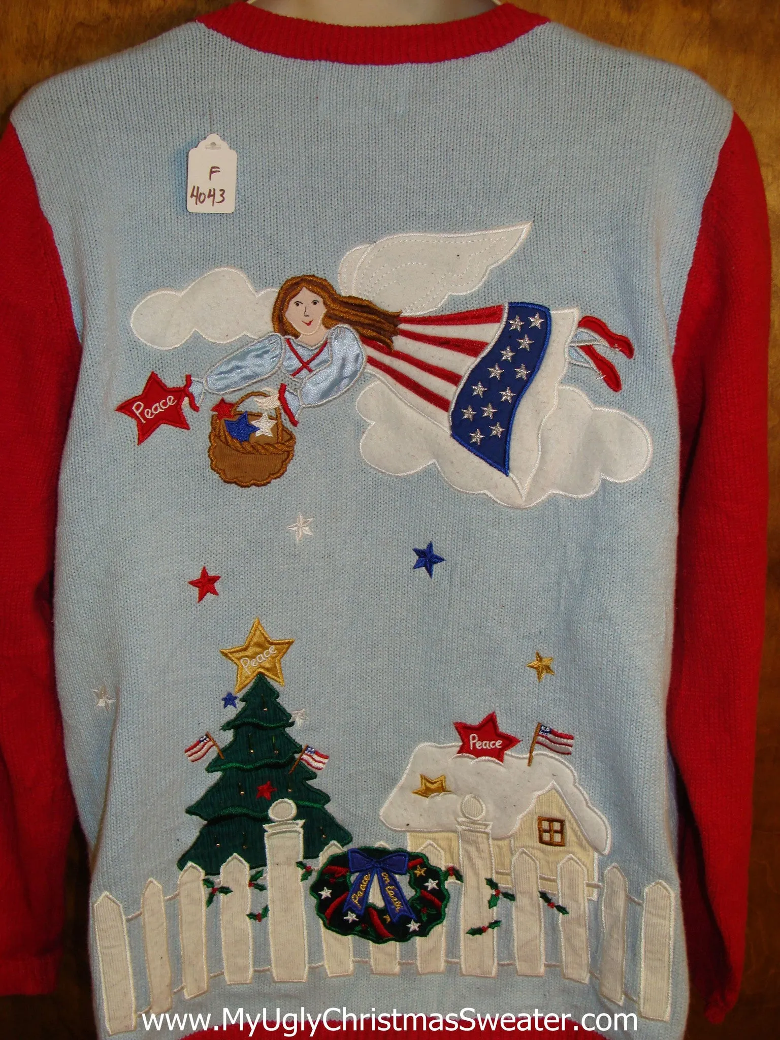 PEACE Flying Angel 2sided Novelty Funny Christmas Sweater