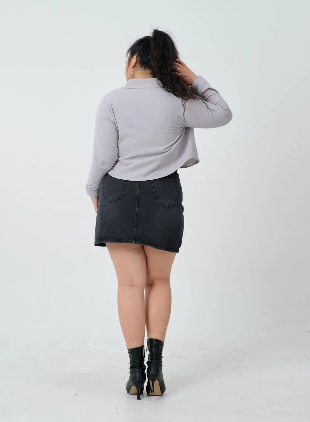 Plus High Waist Denim Skirt ID27