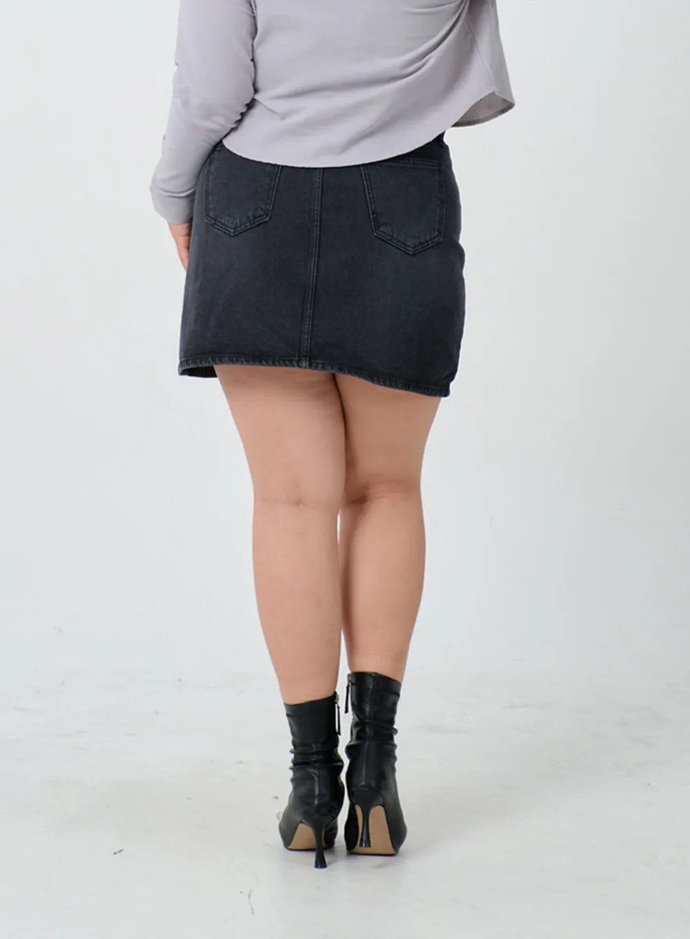 Plus High Waist Denim Skirt ID27