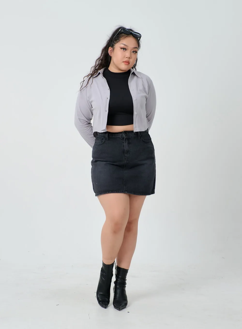 Plus High Waist Denim Skirt ID27