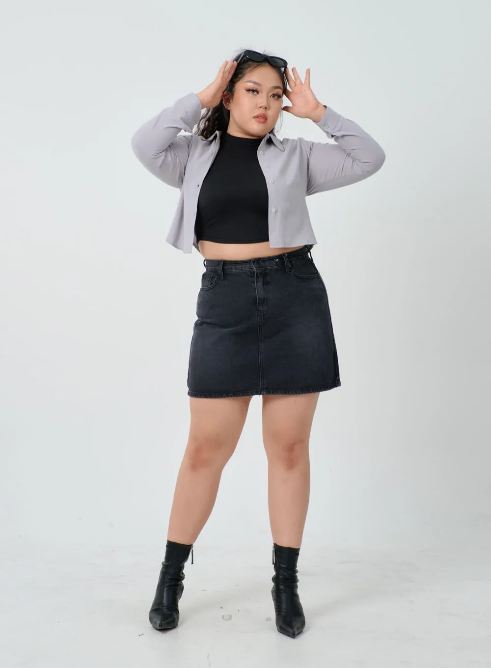 Plus High Waist Denim Skirt ID27