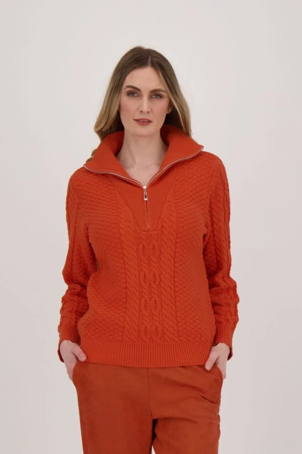 Quarter Zip Cable Knit Sweater