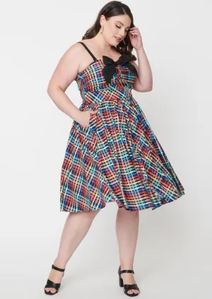 Rainbow Madras Plaid Dress by Unique Vintage