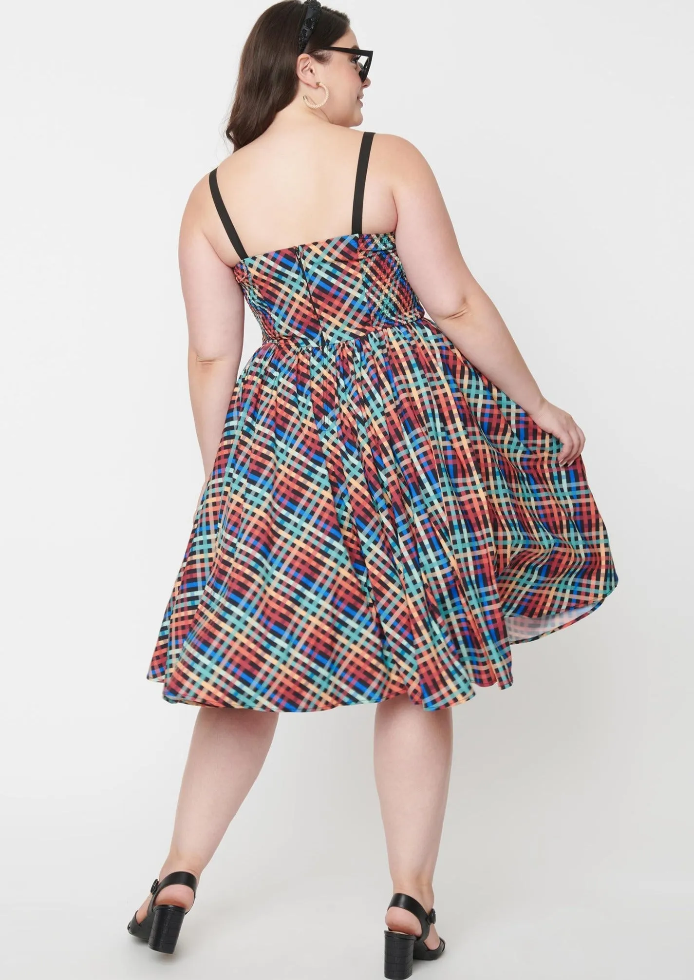 Rainbow Madras Plaid Dress by Unique Vintage