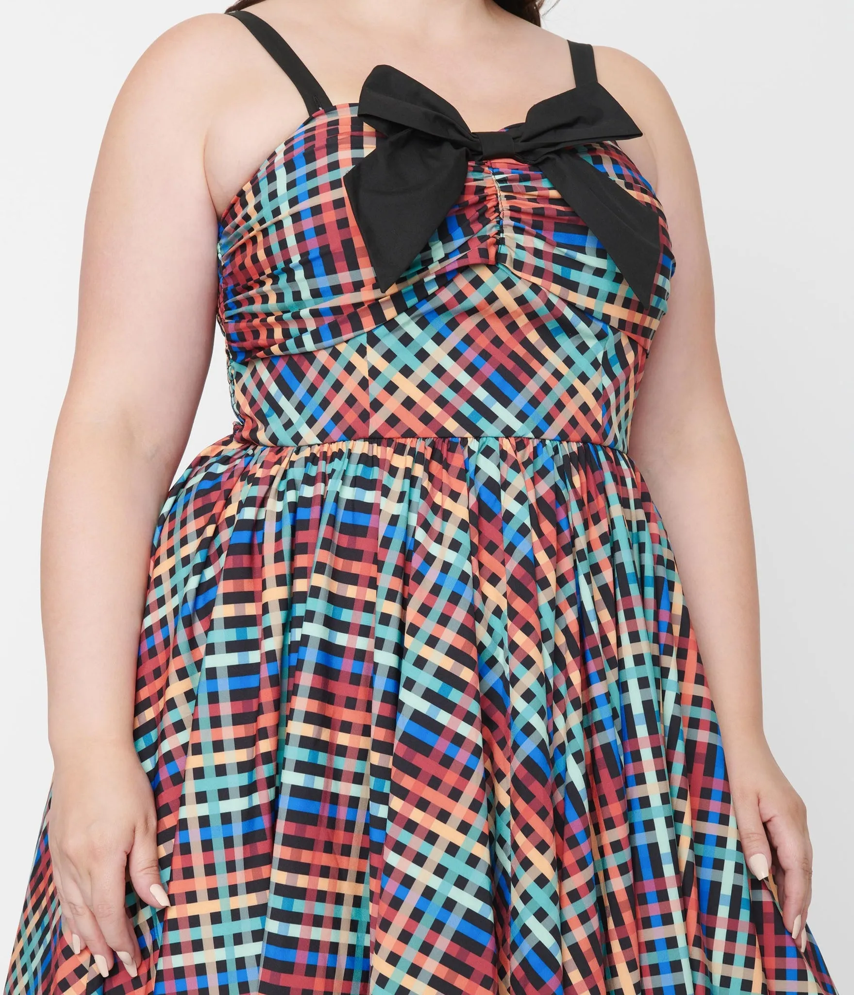 Rainbow Madras Plaid Dress by Unique Vintage