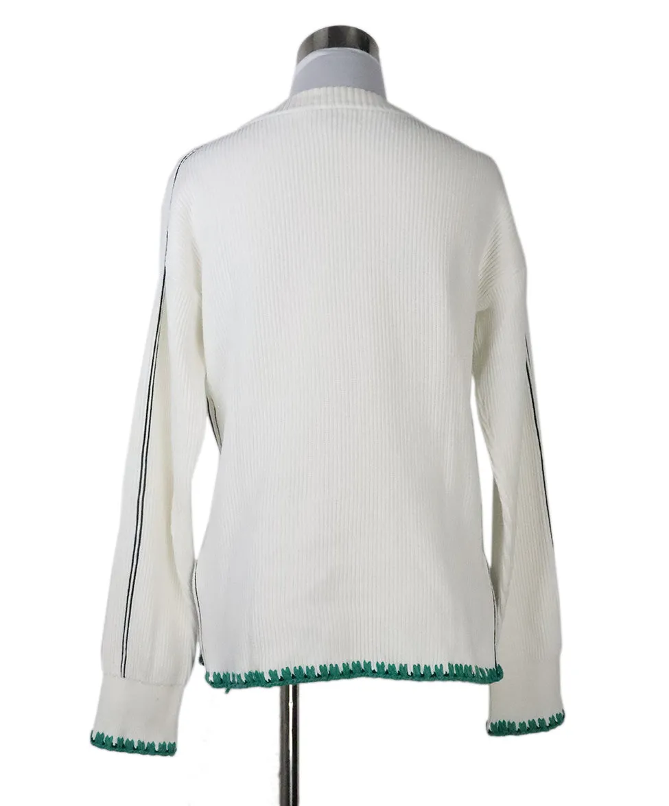 Reiss White & Green Trim Sweater sz 6