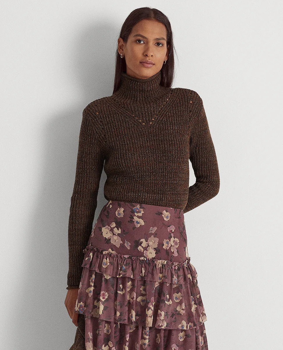 Rib-Knit Turtleneck Sweater In Multi