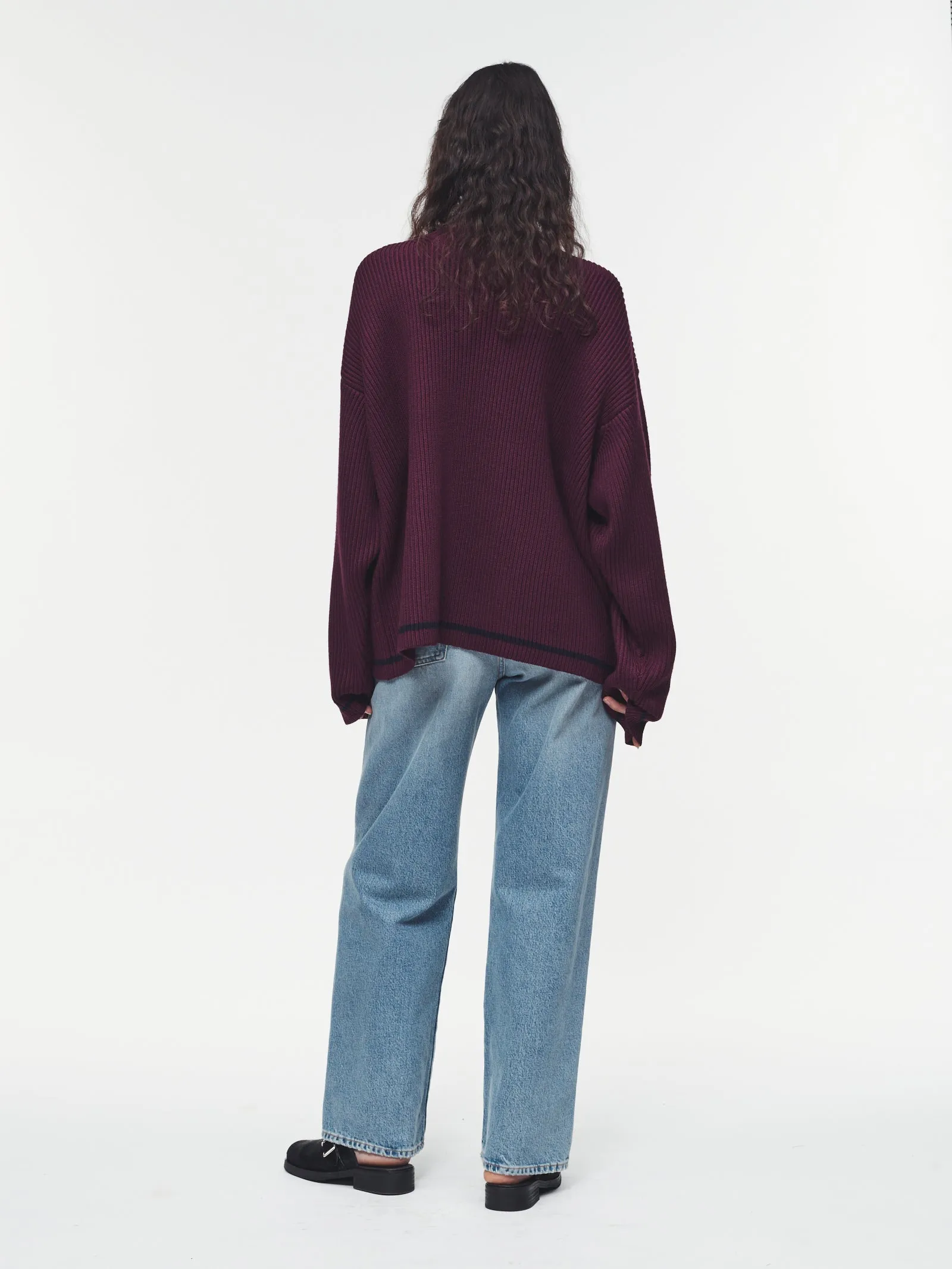 Ribbed Turtleneck in Plum