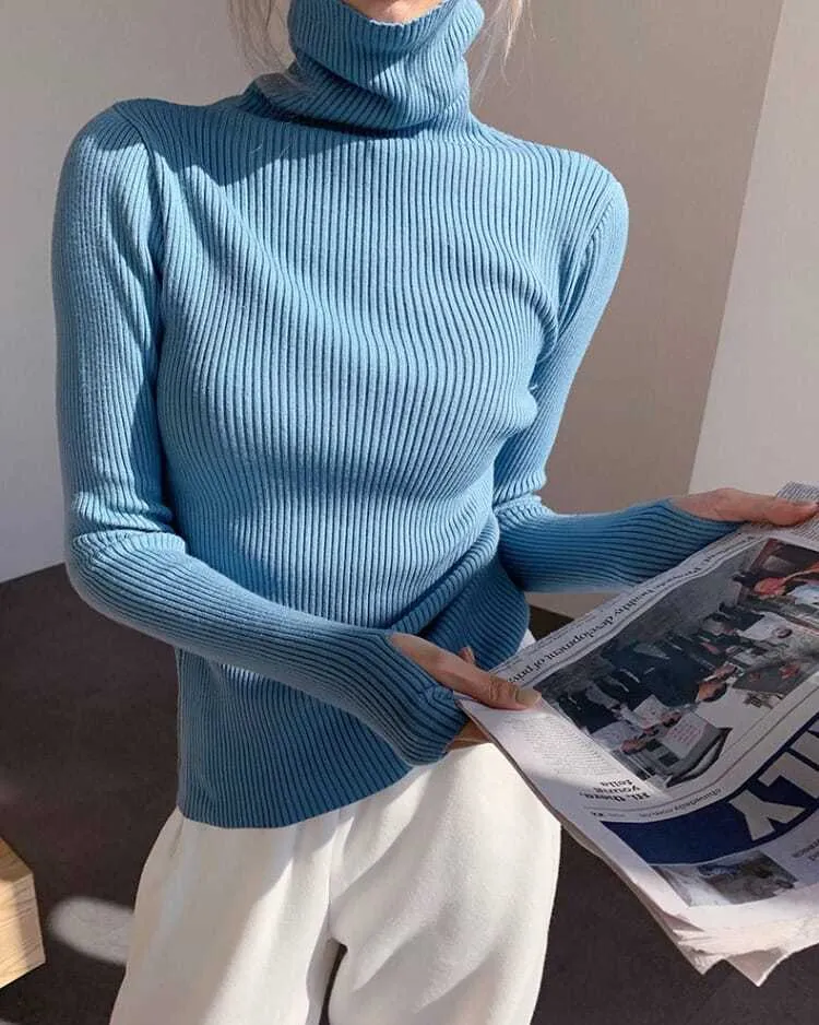 Sandra Ribbed Women's Turtleneck Sweater