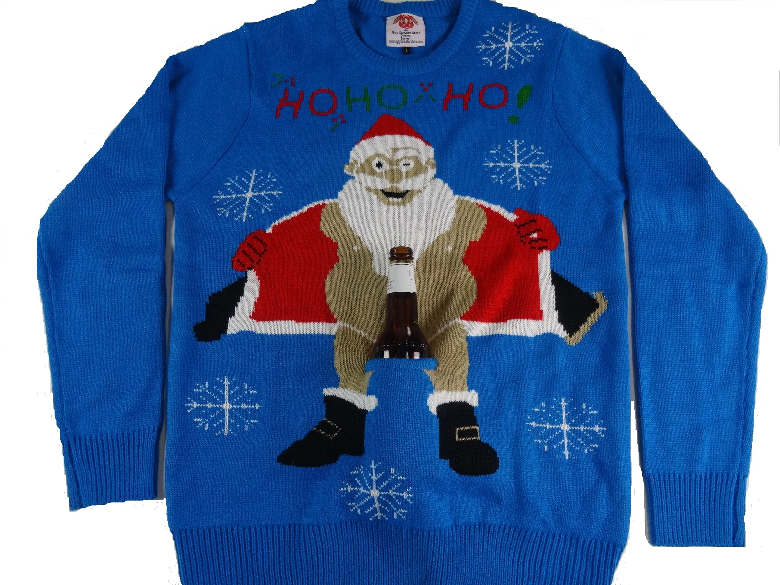 Santa Flashes Beer Holder Christmas Sweater