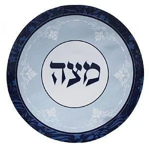 Silk Screened Matzah Cover - Blue Elegance