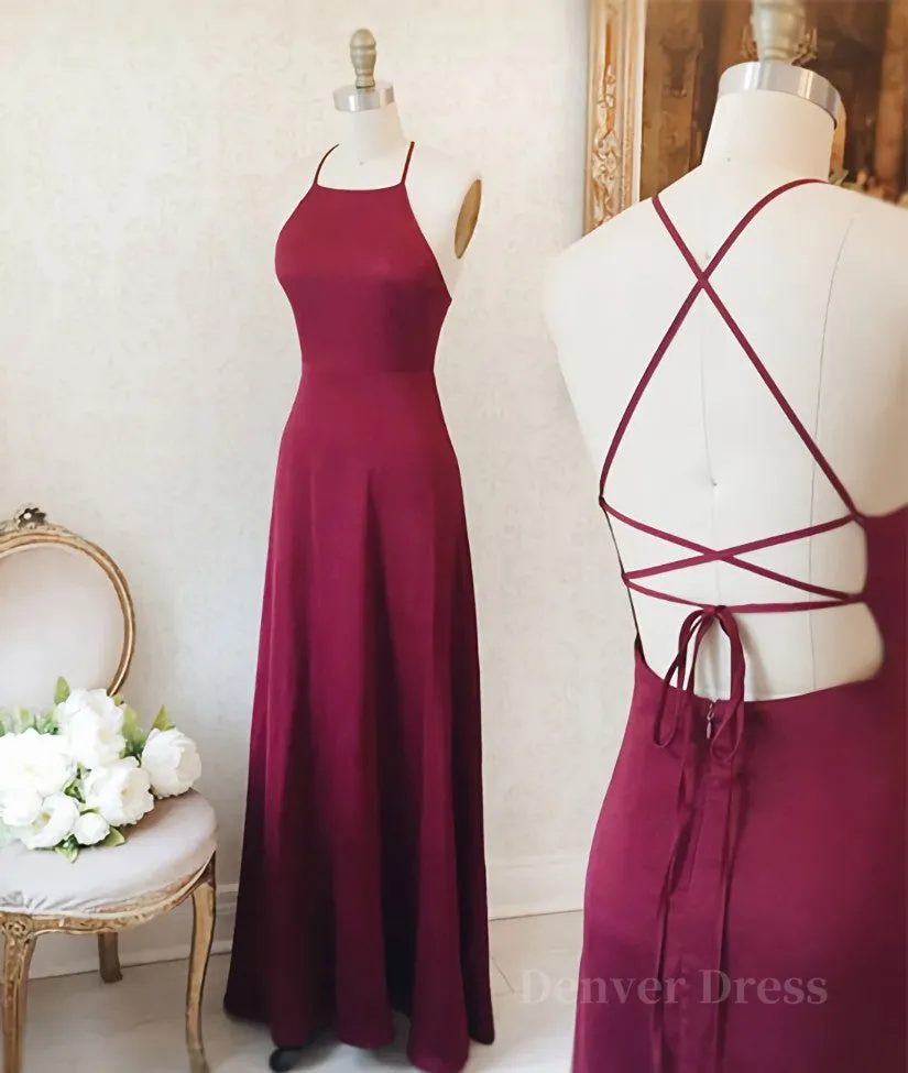 Simple burgundy long prom dress burgundy evening dress